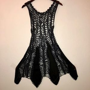 Cecice Crochet dress Navy Blue Black reflective silver Sz Medium